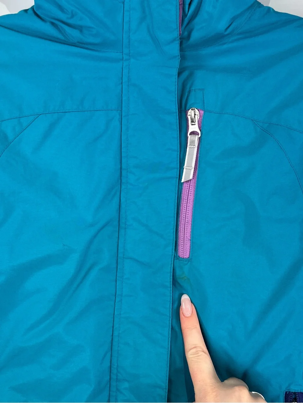 Lands End Grow-A-Longs Squall Waterproof Insulated Jacket Teal Purple Size S 7-8